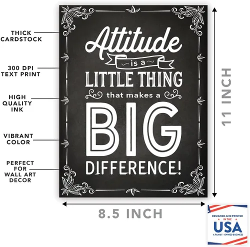 Vista 2 de Andaz Press Póster decorativo para pared de profesor de aula escolar, 8.5 x 11 pulgadas, Attitude is a Little Thing That Makes a Big Difference, 1