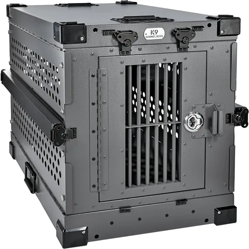 Vista 18 de K9 Kennel Boss - Jaula para Perros de Aluminio Resistente con Recubrimiento en Polvo Completamente Plegable - Pequeña (Negro)