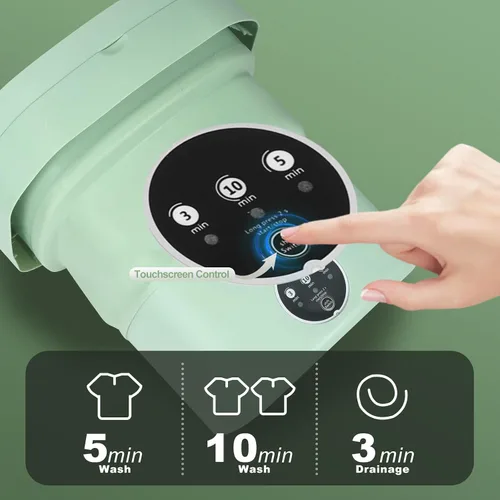 Vista 3 de Mini lavadora portátil, lavadora plegable de 9 litros con 3 modos, ideal para ropa de bebé, ropa interior, calcetines, diseño de ahorro de espacio