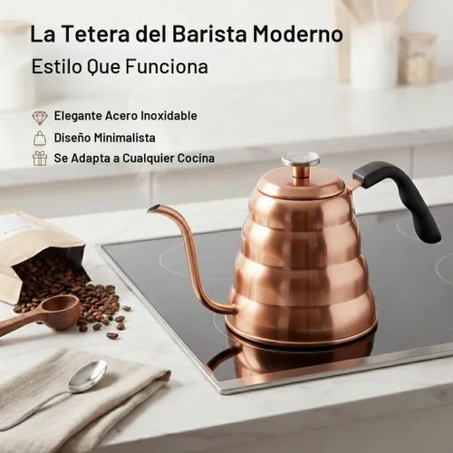 Vista 5 de Barista Warrior - Hervidor de cuello de cisne, 1,2 L, cobre