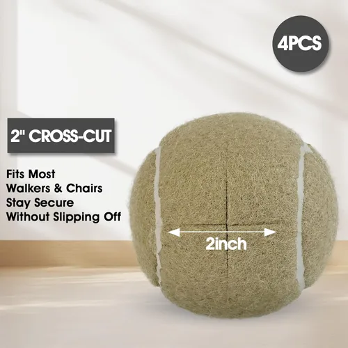 Vista 4 de LITIAN Paquete de 4 pelotas de tenis precortadas para caminantes, pelotas antideslizantes resistentes con almohadillas de fieltro para caminantes