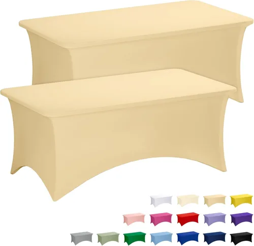 Vista 67 de Fixwal Paquete de 6 Manteles de Mesa Rectangulares, Cubierta de Mesa de 6 Pies, Mantel Blanco Rectangular Ajustado Elástico Rectangular, Cubierta