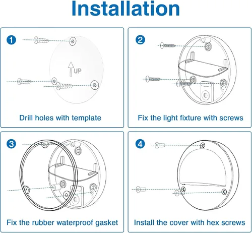 Vista 3 de SUNVIE Paquete de 8 luces de cubierta de bajo voltaje con conector de cable Fastlock2 de 5 W, luces LED de escalera, transformador de bajo voltaje