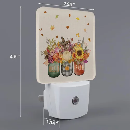 Vista 4 de Jarrón de otoño, luz nocturna de calabaza, lámpara de noche LED con sensor automático, luces nocturnas para niños, girasol de Acción de Gracias