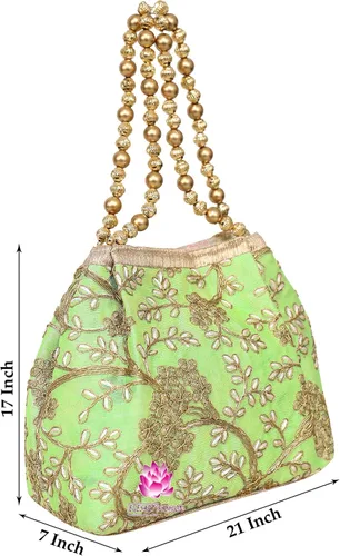 Vista 5 de Bolso de boda para niñas con diseño étnico indio Potli