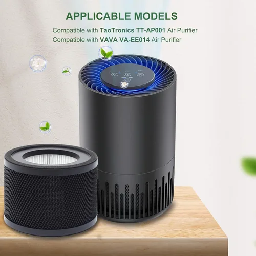 Vista 2 de Filtro de repuesto TT-AP001, compatible con purificador de aire TaoTronics TT-AP001 y VAVA VA-EE014, filtro HEPA 3 en 1 y filtro de carbón activado
