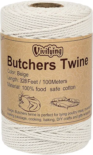 Vista 8 de Vivifying Hilo de Carnicero, 100 Metros Hilo de Cocina de Algodón de 3 Hilos, Hilo de Cocina Seguro para Alimentos para Atar Carne, Hacer