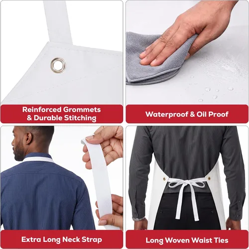 Vista 4 de SAFE HANDLER Nitrile Heavy Duty Apron For Men & Women Blanco
