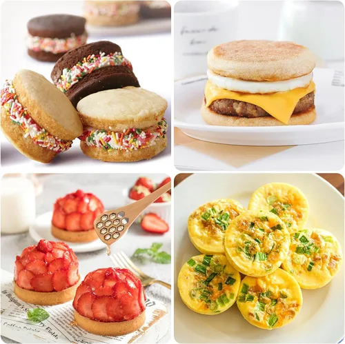 Vista 7 de Ocmoiy Molde de silicona para huevos de 4 pulgadas para sándwiches de desayuno, paquete de 2 moldes antiadherentes de silicona para muffin