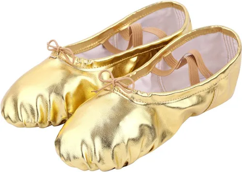 Vista 2 de Nexete Zapatos de Danza Ballet de Suela Dividida Zapatillas Planas Zapatos de Danza Ballet de Cuero PU para Niña Pequeña Niña Mujer