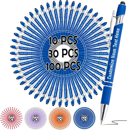 Vista 18 de Bolígrafos personalizados, bolígrafo grabado personalizado con punta de lápiz capacitivo, bolígrafo de tinta retráctil personalizado para escritura