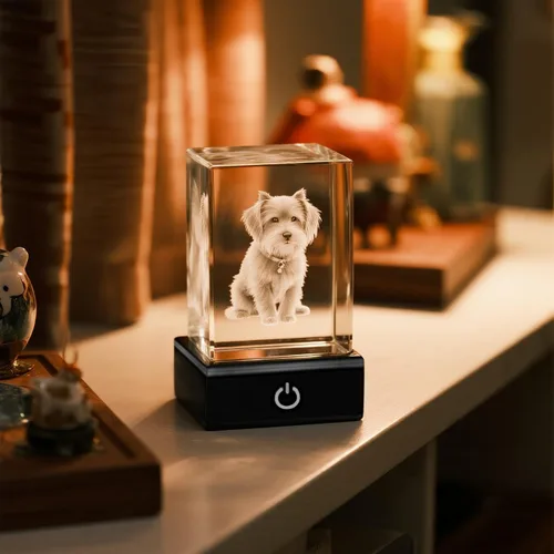 Vista 7 de Foto de cristal 3D personalizada, regalos personalizados para mujeres, esposa, hombres, mamá, papá, para ella, para él Foto grabada con láser