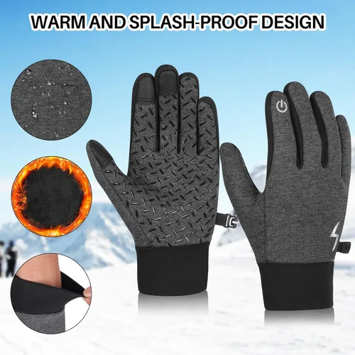 Vista 3 de JIAN YA NA Guantes de ciclismo de invierno para pantalla táctil para niños guantes térmicos antideslizantes a prueba de viento, guantes ligeros