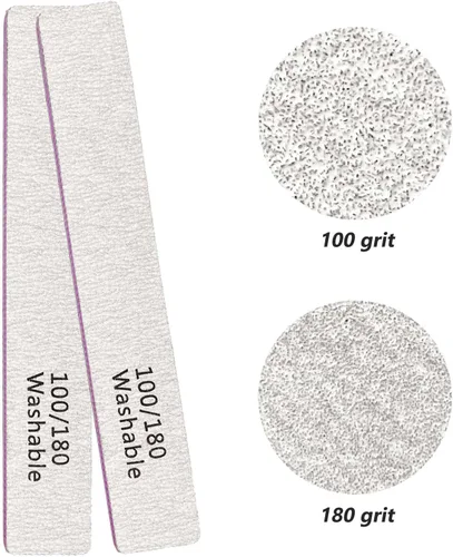 Vista 7 de Paquete de 24 limas de uñas, grano 100/180 de doble cara, profesional, reutilizable, lavable, lima de uñas, herramientas de manicura para uñas