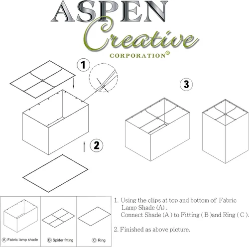 Vista 7 de Aspen Creative 38701, Pantalla de Lámpara Araña Cuadrada Plegable de Diseño Contemporáneo, (10"+10") Superior x (10"+10") Inferior x 14-1/4" de Avena