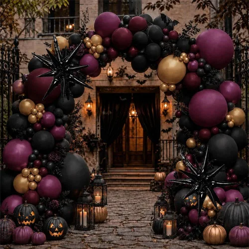 Vista 10 de Arco de globos de oro marrón oscuro, marrón, marrón, café, beige, blanco Dorado marrón
