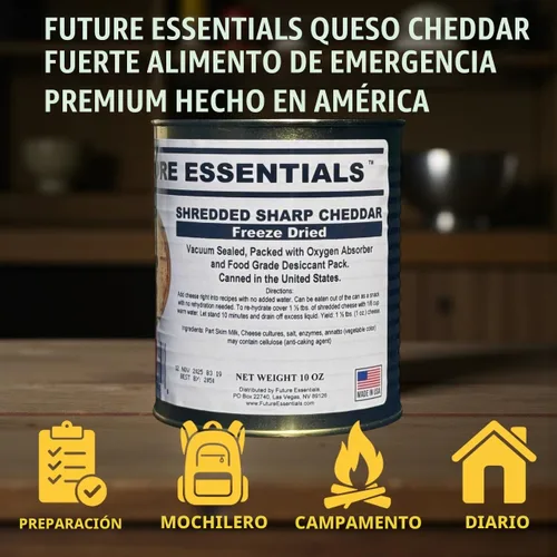 Vista 5 de Future Essentials Queso cheddar afilado liofilizado - Lata #2.5, 1 paquete