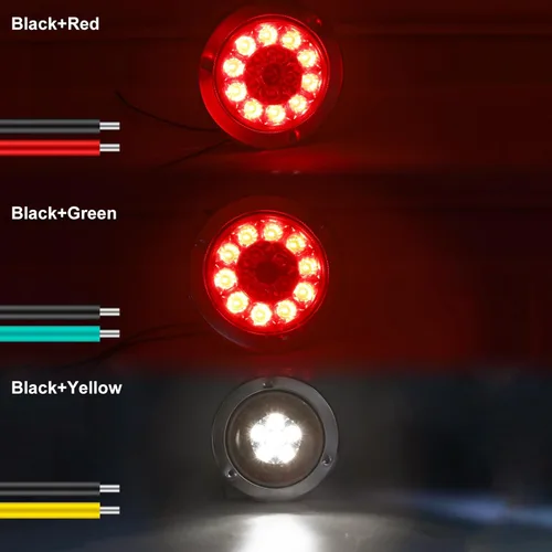 Vista 4 de Kit de luces LED para remolque, kit de luces LED redondas para remolque, luces traseras LED redondas, luces traseras de freno para remolque, camión