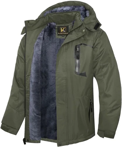 Vista 15 de Keevoom Chaquetas de invierno para hombre, abrigos de nieve para esquí, impermeables, con capucha, impermeables, para snowboard, rompevientos