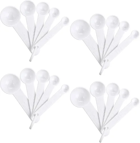 Vista 8 de Frienda 20 cucharas medidoras de plástico coloridas para cocina, hornear ingredientes secos y líquidos