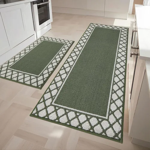 Vista 26 de COSY HOMEER Juegos de 2 Alfombras de Cocina Lavables Antideslizantes Tapetes de Cocina para Piso Absorbentes Alfombra Corredor de Cocina