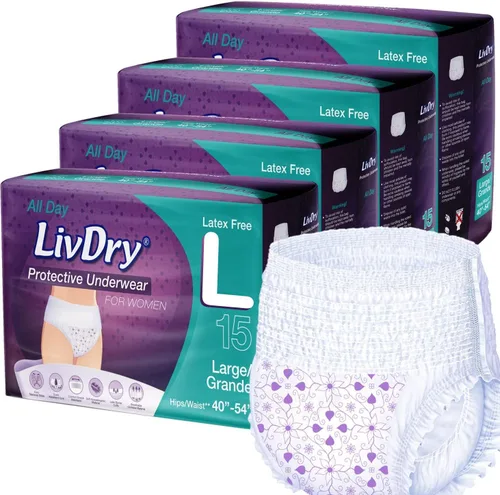 Vista 16 de Livdry M - Pañales para adultos para mujer durante la noche, máxima absorción definitiva, protección durante todo el día o la noche, talla mediana