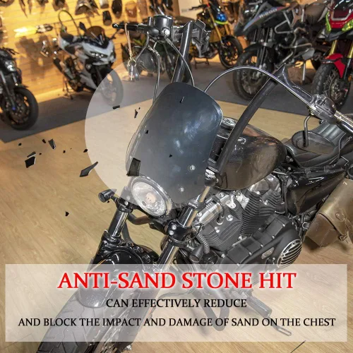 Vista 10 de Parabrisas para motocicleta, deflectores de viento, protector de visera con soporte universal para Ha-rley Dyna Iron 883 Softail Sportster 883
