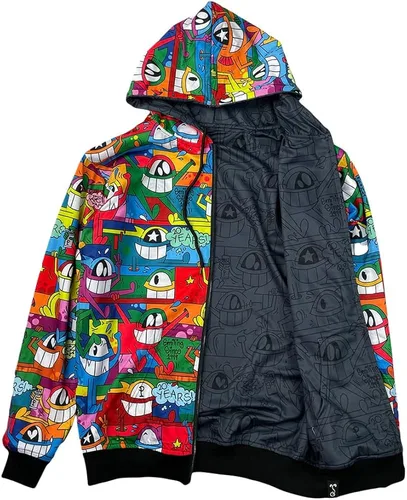 Vista 5 de Grassroots California Sudadera con capucha reversible con cremallera El Pez