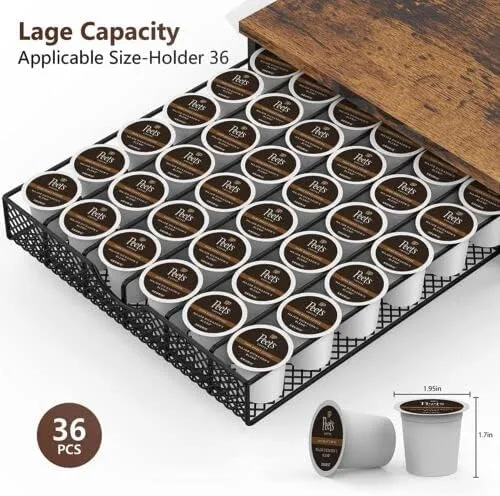 Vista 4 de 36 K Cup Coffee Pod Almacenamiento Cajón Organizador Titular+Almohadilla Antideslizante