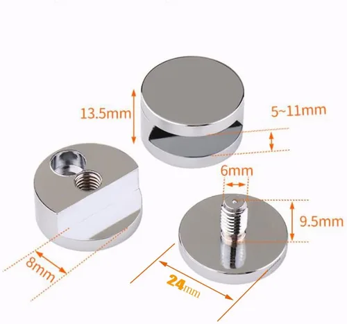 Vista 2 de 4 clips de vidrio de aluminio, abrazadera de vidrio de aluminio, clips de montaje de espejo, mini soporte de espejo, clips de soporte de pared