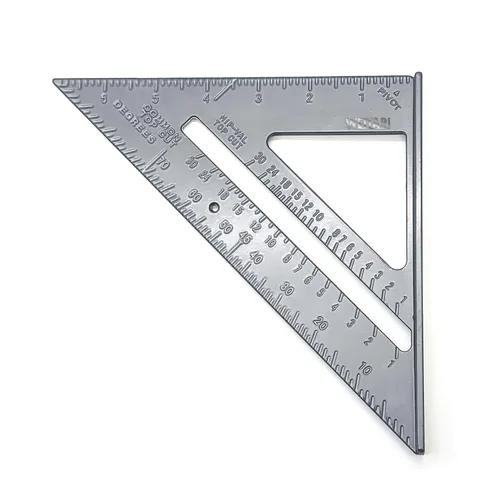 Vista 4 de Cuadrado de carpintero, cuadrado de aluminio de 7 pulgadas, triángulo de carpintero cuadrado a presión de fácil lectura, herramienta de diseño