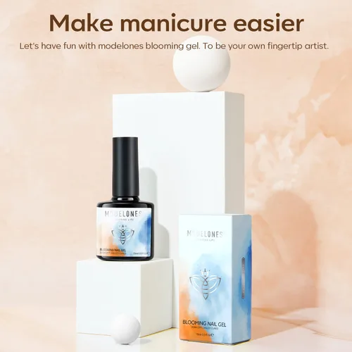 Vista 6 de modelones Pinceles de arte de uñas con esmalte de uñas de gel floreciente, kit de diseño de uñas de mármol transparente de 0.5 fl oz, accesorios