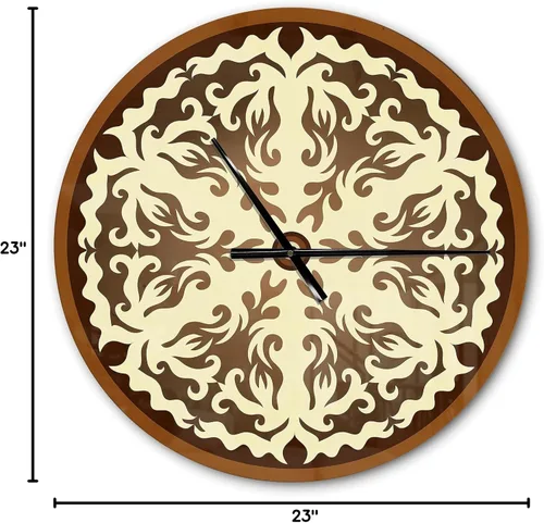 Vista 5 de DesignQ Reloj de pared moderno 'Orienta Chocolate Mandala' Reloj de pared redondo de chocolate para decoración de cocina