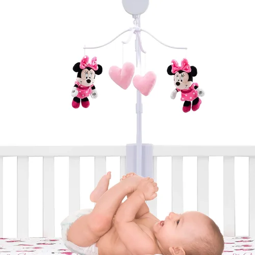 Vista 3 de Lambs & Ivy Disney Baby Minnie Mouse Love Pink Musical Móvil para cuna de bebé