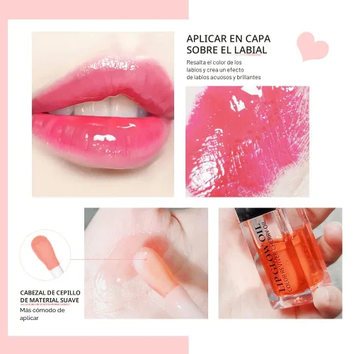 Vista 3 de Aceite hidratante para labios, brillo labial hidratante, aceite de labios voluminoso, brillo no pegajoso de larga duración, tinte de aceite