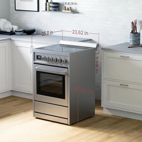 Vista 4 de Rangaire RRE241TS - Horno eléctrico de 24 pulgadas con temporizador, acero inoxidable, quemadores infrarrojos, convección verdadera, estantes