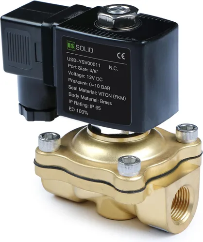Vista 11 de U.S. Solid Válvula solenoide de latón de 1/2" - 12V DC, normalmente cerrada, válvula eléctrica de 10 bar para agua, aire, diésel