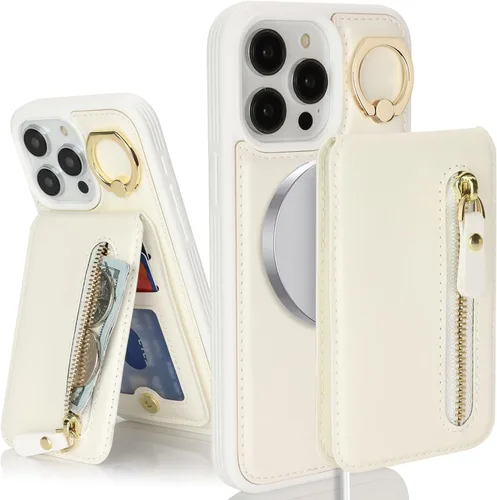 Vista 13 de para iPhone 14 Funda con soporte magnético Magsafe compatible, llavero de cuero PU plegable con soporte desmontable, funda tipo cartera 2-en-1