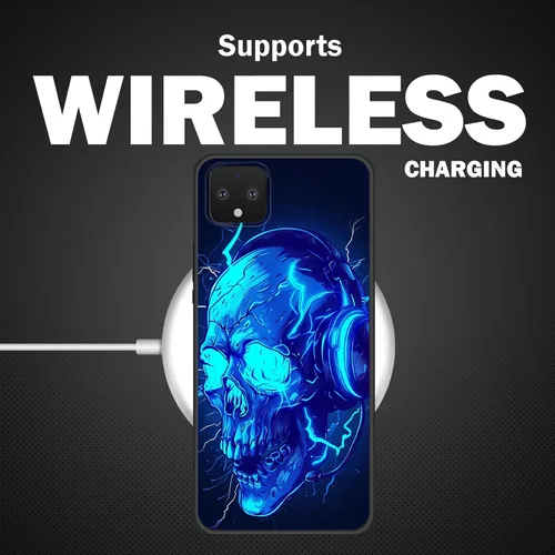 Vista 3 de for Google Pixel 4 XL Case,Slim Shockproof TPU Soft Rubber Silicone Cover Phone Case for Google Pixel 4 XL,Blue Skull Headphone
