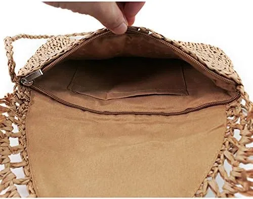 Vista 4 de Women Small Straw Woven Cross-body Shoulder Bag Bohemian Handbag Purse
