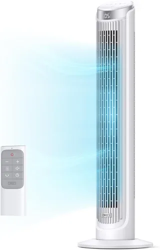 Vista 8 de Dreo - Ventilador de torre para dormitorio, ventiladores oscilantes de 90° que soplan aire frío, 5 velocidades, 4 modos con velocidad de 26 pies por
