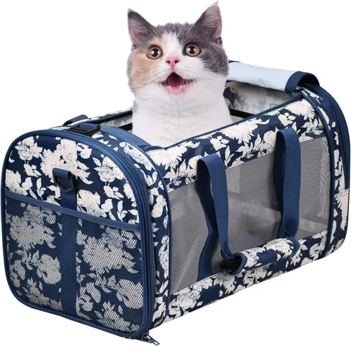 Vista 7 de Transportador de Mascotas de Lados Suaves para Perros Pequeños, Gatos, Cachorros, Transportadores de Gatos Aprobados por Aerolíneas, Transportador