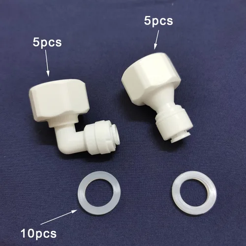 Vista 6 de MALIDA Adaptador de rosca hembra de conector rápido codo y combinación recta, rosca de 1/2 pulgada x tubo de 1/4 pulgadas OD Push to Connect