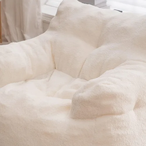 Vista 6 de Beanbags - Silla puff ultra suave de tela de peluche para adultos y niños, cómoda silla de ocio para dormitorio, sala de estar, apartamento, marfil