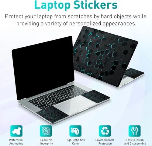 Vista 2 de Adhesivo para laptop de 12.1-15.6 pulgadas, calcomanía reutilizable universal de vinilo para laptop, protector de arte impermeable en color panal