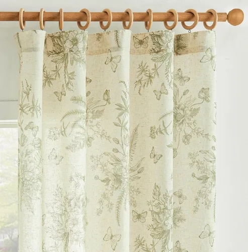 Vista 19 de JINCHAN Cortinas florales de lino para sala de estar, cortinas negras de estilo granja francesa de campo, cortinas de 63 pulgadas de largo, cortinas