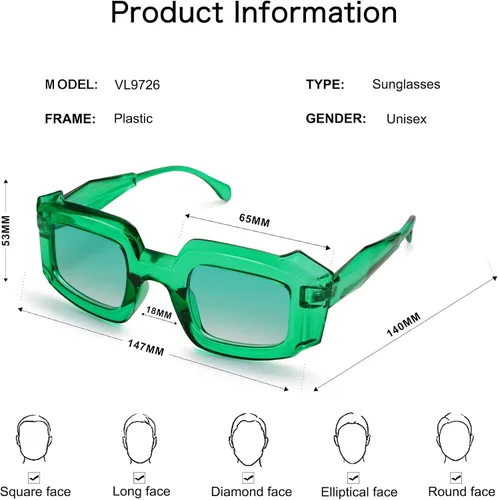 Vista 5 de VANLINKER Gafas de sol cuadradas de polígono vintage para mujer, marco futurista moderno Y2K, elegante protección UV400, Sunnies VL9726