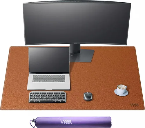 Vista 8 de Vyaaa 63" x 24" PU Leather Desk Mat, Black Large Mouse Pad Extra Large Office Desk Mat, Non-Slip Desk Blotter, Laptop Desk Pad, Waterproof Desk