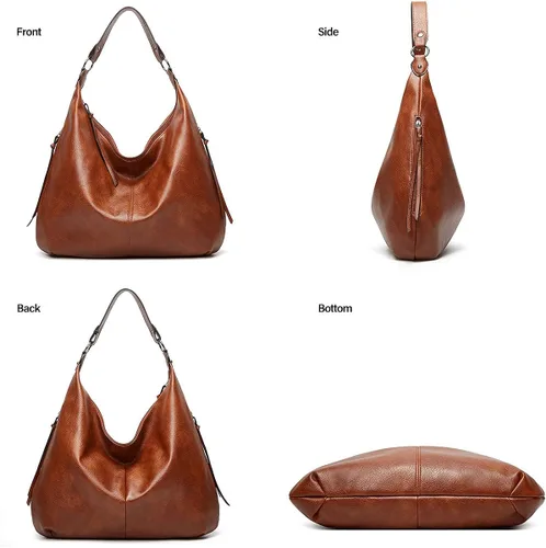 Vista 3 de WZCSLM Bolso de mano de cuero para mujer, bolso de hombro suave con asa superior