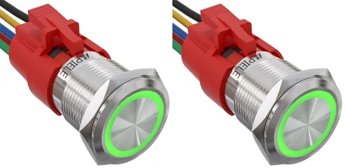 Vista 8 de APIELE Interruptor de botón de bloqueo de 0.748 in, 12 V CC, anillo de halo de ojo de ángel LED de 0.74 pulgadas, 1NO1NC SPDT con enchufe de cable